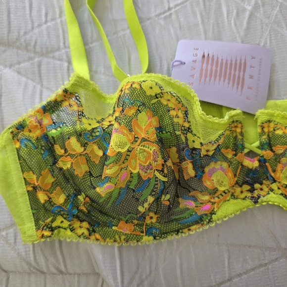 Savage X Fenty Neon Floral Lace Bra 38B NWT - Picture 7 of 8